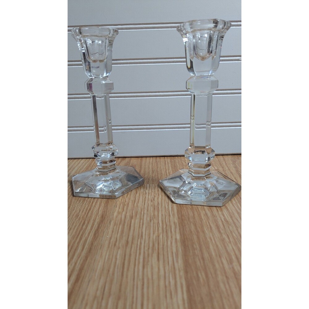 Steuben Crystal Candlestick 7" Pair - Picture 2 of 8